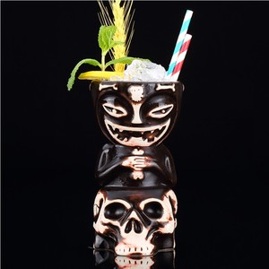 Hộp Sọ Sáng Tạo Hình Dạng Búp Bê Hawaii Cocktail Gốm Tiki <span class=keywords><strong>Mug</strong></span> Cho Quán Bar - Product Image 5