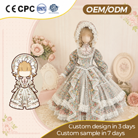 Robe Lolita Vintage Personnalisée à Volants Floraux avec Bonnet pour Poupée BJD Articulée – Accessoires de Déguisement en Gros