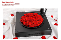 Ewige Rosenblüten-Schallplattenspieler-Dekoration, echte Blumen, Musikbox mit Bluetooth-Audio, Geschenk für Freundin, Liebesgeständnis, Geburtstagsgeschenk