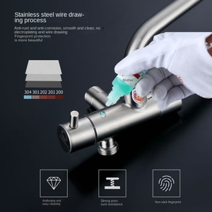 <span class=keywords><strong>Grifo</strong></span> de cocina de un solo orificio de acero inoxidable 304 montado en la pared, <span class=keywords><strong>grifo</strong></span> de montaje en pared semiautomático de agua fría simple clásico moderno - Product Image 3