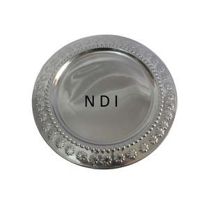 Aperitivos redondeados y servicio de frutas Catering usado para bodas y fiestas de Navidad Diseño de mosaico de acero inoxidable Placa de cargador - Product Image 6