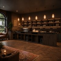 Comptoir de réception industriel personnalisé avec éclairage LED, comptoir de bar commercial, réception pour restaurant, hôtel et salle de sport