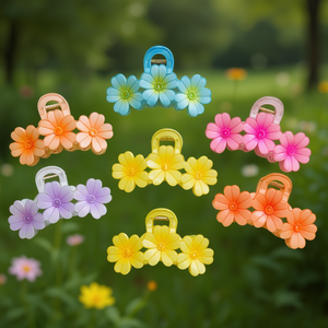 Pinzas de Pelo con Diseño de Tres Flores Coloridas de 10 cm para Mujer, Accesorios de Moda para el Cabello - Product Image 2