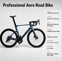 Vélo de route aérodynamique en fibre de carbone 700C, 24 vitesses, frein à disque hydraulique, jeu de roues en carbone de 50 mm, axe traversant, vélo de course pour adultes