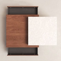 Table basse de style italien minimaliste haut de gamme pour salon, en marbre naturel, avec tiroir télescopique, structure en bois, sans assemblage