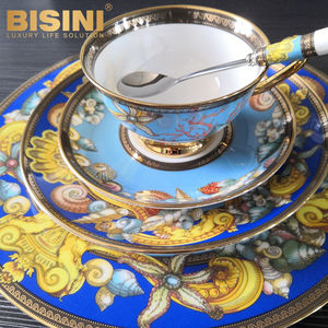 Juego de vajilla China de porcelana de estilo italiano, vajilla occidental de porcelana azul océano, juego de café - Product Image 4