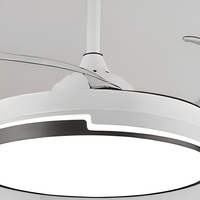 Ventilateur de plafond à moteur AC invisible en fer, luminaire LED suspendu, lustre moderne blanc pour salon, restaurant