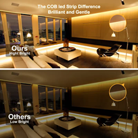 Bande lumineuse LED COB de haute qualité CE RoHS ETL ERP 320 LED/m IP20 étanche avec télécommande dimmable pour intérieur et extérieur