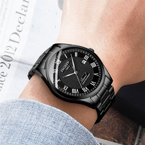 Montre à quartz pour homme FNGEEN 5670 noire tendance, bracelet en acier avec chiffres romains, montre-bracelet étanche avec calendrier - Product Image 5
