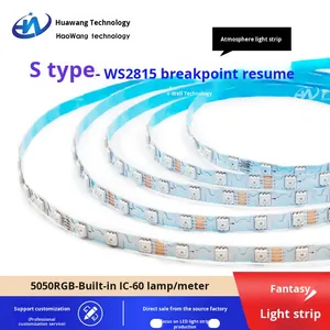 Bande <span class=keywords><strong>LED</strong></span> programmable WS2815 12V <span class=keywords><strong>en</strong></span> forme de S, avec fonction de reprise après coupure, version étroite 8MM, barre lumineuse pleine couleur pour extérieur - Product Image 5