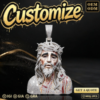 Nouvel Arrivage Pendentif Visage de Jésus en Argent Sterling 925 et Moissanite, Style Hip Hop 3D Iced Out pour Hommes, Cadeau pour Fête Streetwear