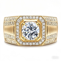 Bague de mariage pour homme en argent sterling 925, sertie de moissanite GRA couleur D VVS, style luxueux et imposant, avec diamants intégrés