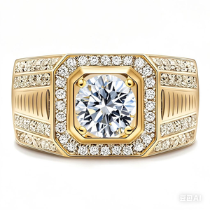 Anillo de Compromiso y Matrimonio de Lujo para Hombre, con Diamantes Completos, Plata 925, Moissanita - Product Image 6