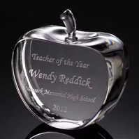 Honor of Crystal Nice Cut Apple bentuk pemberat kertas kristal dengan Logo terukir untuk hadiah & Hadiah