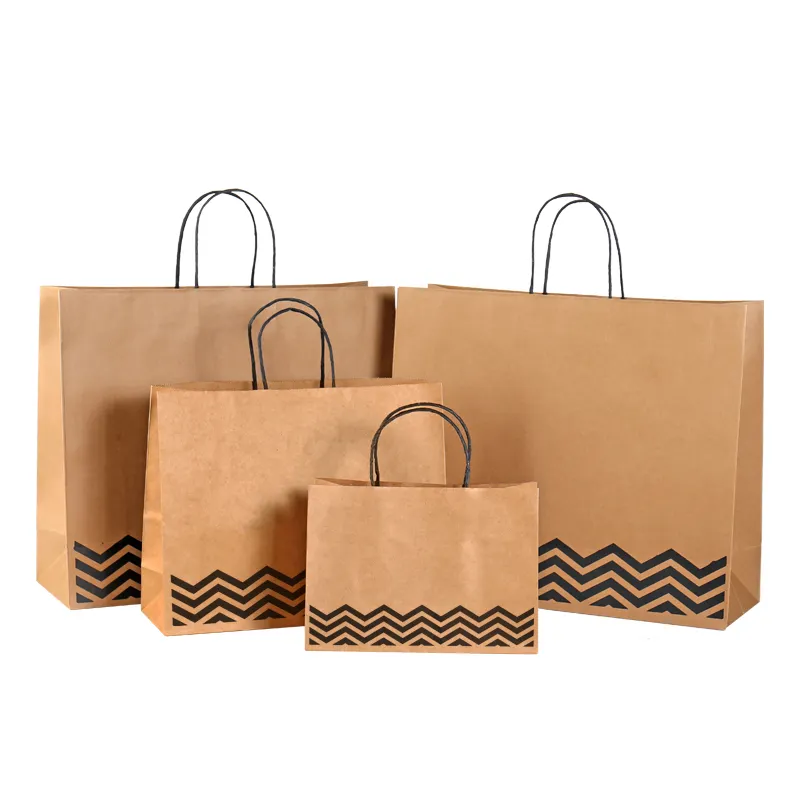 Bolsa de regalo de papel Kraft personalizada, ropa de lujo y zapatos, bolsas de embalaje para compras con mango retorcido