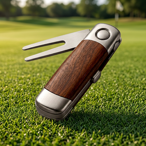 Herramienta Plegable para Reparar Divots MELROSE, Mango de Madera de Nogal, Hoja de Acero 3cr13 No Ajustable de 114 mm, Accesorio de Golf Multifuncional OEM - Product Image 3