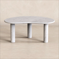 Table basse ronde en marbre blanc Bianco Carrara, pierre naturelle, table d'appoint pour canapé, décoration intérieure - Vente flash