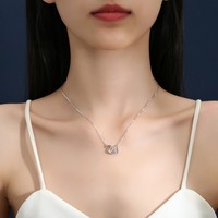 Collier en Moissanite 4mm avec Pendentif Cygne en Pierre Bleue pour Femme, Argent Sterling 925 Couleur Or Blanc, En Stock, Bijoux en Gros
