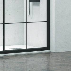 NICO-B1000 Kamalu Moderna Cabina Doccia Nera 130x100 Stile Walk-In con Vetro Nero Quadrato Spesso 8mm Impermeabile per Hotel - Product Image 5