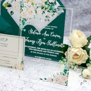 Carte d'invitation <span class=keywords><strong>de</strong></span> <span class=keywords><strong>mariage</strong></span> en acrylique Design gravé <span class=keywords><strong>de</strong></span> luxe <span class=keywords><strong>transparent</strong></span> personnalisé pour les annonces <span class=keywords><strong>de</strong></span> fête <span class=keywords><strong>de</strong></span> décoration d'événement nuptiale moderne - Product Image 2