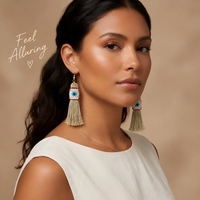 Anting-anting Gantung Go2boho dengan Rumbai dan Hiasan Geometris Berbahan Manik-manik, Lapisan Emas dari Paduan Seng, Perhiasan Bohemian untuk Wanita