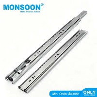Rodamiento de bolas de extensión de 3 pliegues de alta resistencia Riel de guía de acero chapado en zinc telescópico de 40mm montado lateralmente para hoteles modernos Correderas
