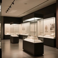 Vitrine haute indépendante GZowin avec éclairage LED, présentoirs de musée personnalisables, design durable de haute qualité, revêtement en poudre