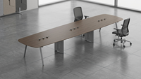Mesa de Conferencia Moderna para Oficina con Gestión de Cables, Mesa Larga para Sala de Reuniones, Superficie E0 MFC, Patas Metálicas para Sala de Juntas