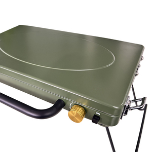 Camping en plein air protège-vent pliant Cassette poêle Portable 2 brûleurs brûleur à gaz gril cuisinière à gaz avec couvercle - Product Image 3