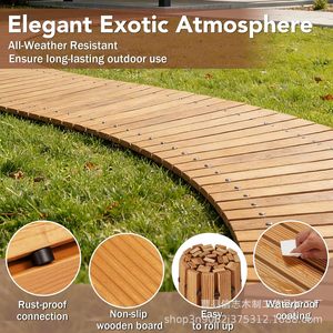 Wooden Outdoor Walkway Interlocking <b>Decking</b> Irregular Shape <b>Anti</b> <b>Slip</b> Garden Patio Flooring Rustic Design - Product Image 5