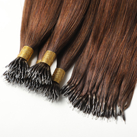 Extensiones de Cabello con Anillas Nano de Queratina, Grado 12A, Cabello Humano Brasileño Remy de Primera Calidad, Doble Trama, 100% Natural para Salón