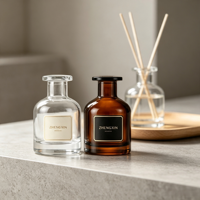 Nouvelle boîte d'emballage parfumée ambre-brun très vendue avec couvercle doré, flacon diffuseur en verre vide de 100 ml et 150 ml avec boîte