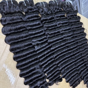Meilleure vente de mèches de cheveux indiens vierges non traités, double <span class=keywords><strong>trame</strong></span>, couleur naturelle, qualité 15A, vague profonde, cheveux humains - Product Image 1