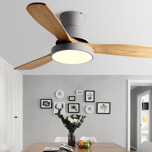 Nordic Style Wooden Blade <b>Ceiling</b> Fan <b>Light</b> <b>Led</b> <b>Dimmable</b> Flush Mount For Living Room Bedroom 220V - Product Image 1