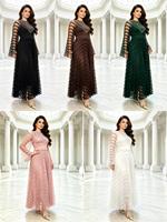Robe longue plissée élégante en maille à manches cloche pour femme grande taille Miyaki – Nouvelle collection pour soirées et occasions formelles