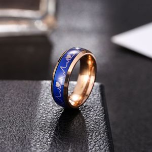 แหวนผู้ชายสแตนเลสดีไซน์รูปหัวใจเปลี่ยนสีตามอารมณ์ - Product Image 5