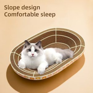 Rascador de gato de gran espacio, cartón con papel corrugado, rascador de gato ovalado - Product Image 4