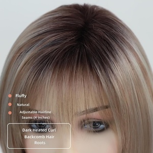 Pelucas Bob Rubias Modernas al por Mayor con Capas y Flequillo para Resaltar el Cabello, Ligeras, de <span class=keywords><strong>Pelo</strong></span> Sintético, Tamaño Mediano - Product Image 6