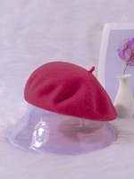 2025 venta al por mayor niños niñas Negro Blanco rojo lana boina francesa sombrero artista sombrero sólido cálido gorra invierno otoño
