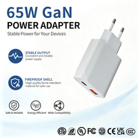 Chargeur mural USB C double port 65W GaN avec adaptateur PD, prises EU/US et câble micro USB de 1 m pour ordinateur portable, téléphone, tablette, charge rapide