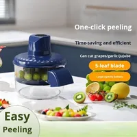 Huishoudelijke volautomatische elektrische commerciële fruit- en groenteschiller met knopbediening, 50W vermogen voor het schillen van druiven, knoflook en andere groenten.