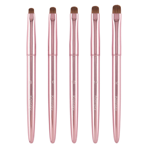 Ensemble de 5 pinceaux à ongles français en métal rose Kolinsky, multi-tailles, pour salon, gel UV, manucure - Product Image 1