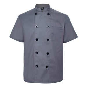Veste de chef <span class=keywords><strong>à</strong></span> manches courtes personnalisée uniforme d'hôtel personnalisé avec manteau de chef brodé par transfert de chaleur - Product Image 4