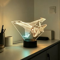Cadeau créatif pour enfants, lampe de nuit 3D, modèle d'avion, lumière LED tactile colorée