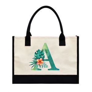 Bolsa de Playa Grande Personalizada de Lona con Monograma Inicial, Regalo para Mujer, Cumpleaños, Agradecimiento, Promocional - Product Image 1