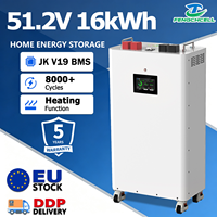 Batterie au lithium JK V19 51.2V 314Ah 16kWh avec BMS 200A pour stockage d'énergie solaire domestique, stock Pologne, durée de vie longue durée (8000 cycles) et chauffage