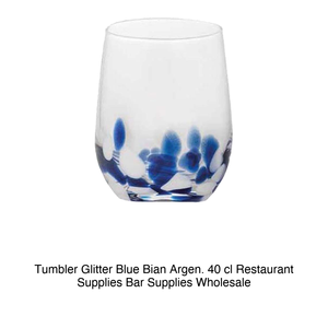 Vaso de Vidrio con Purpurina Azul/Blanco/Plateado 40 cl A 11.3 cm Ø 7.5 cm M1934 - Product Image 2