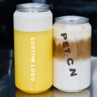 BSBH Canette à Logo Personnalisé en PET Transparent, Vide, pour Boissons Gazeuses, avec Couvercle Facile à Ouvrir