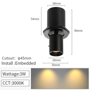 Lumière haute 3W pour <span class=keywords><strong>vitrine</strong></span> de bijoux, lumières led rotatives encastrées, mini <span class=keywords><strong>spot</strong></span>, lumière d'armoire led pour <span class=keywords><strong>magasin</strong></span> de bijoux - Product Image 6