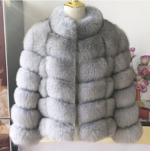 Giacca in Vera <span class=keywords><strong>Pelliccia</strong></span> di Volpe Naturale per <span class=keywords><strong>Donna</strong></span>, Calda <span class=keywords><strong>e</strong></span> Alla Moda, Gilet con Collo Alto, Manica Lunga, <span class=keywords><strong>Cappotto</strong></span> in <span class=keywords><strong>Pelle</strong></span> - Product Image 4